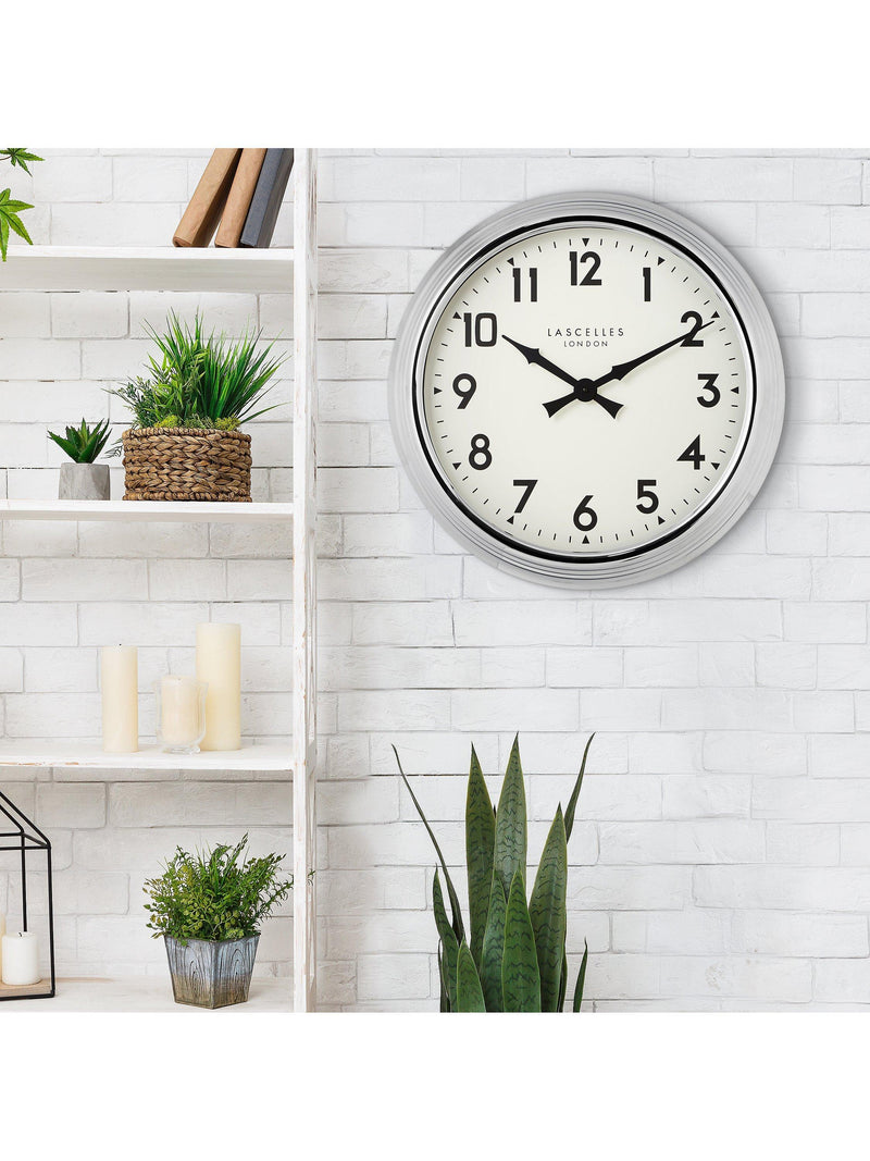 Lascelles Arabic numeral wall clock 60cm chrome (British brand)