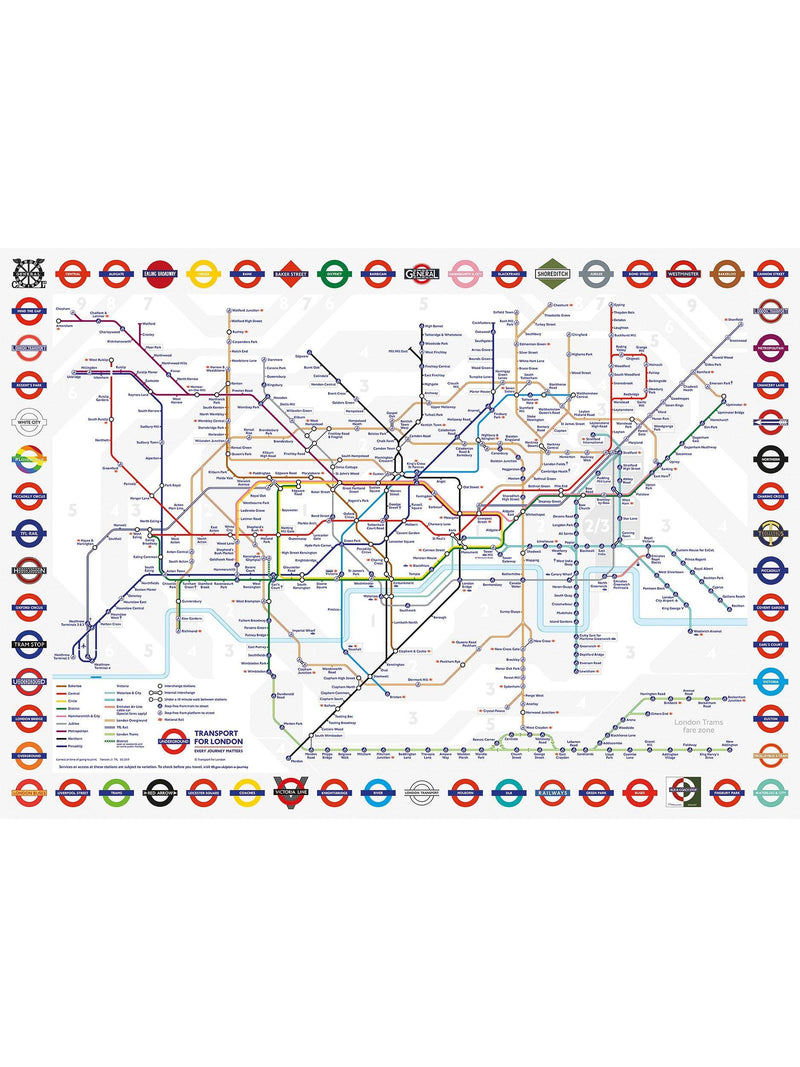 Gibsons London Underground tube map jigsaw puzzle 1000 pieces, UK version