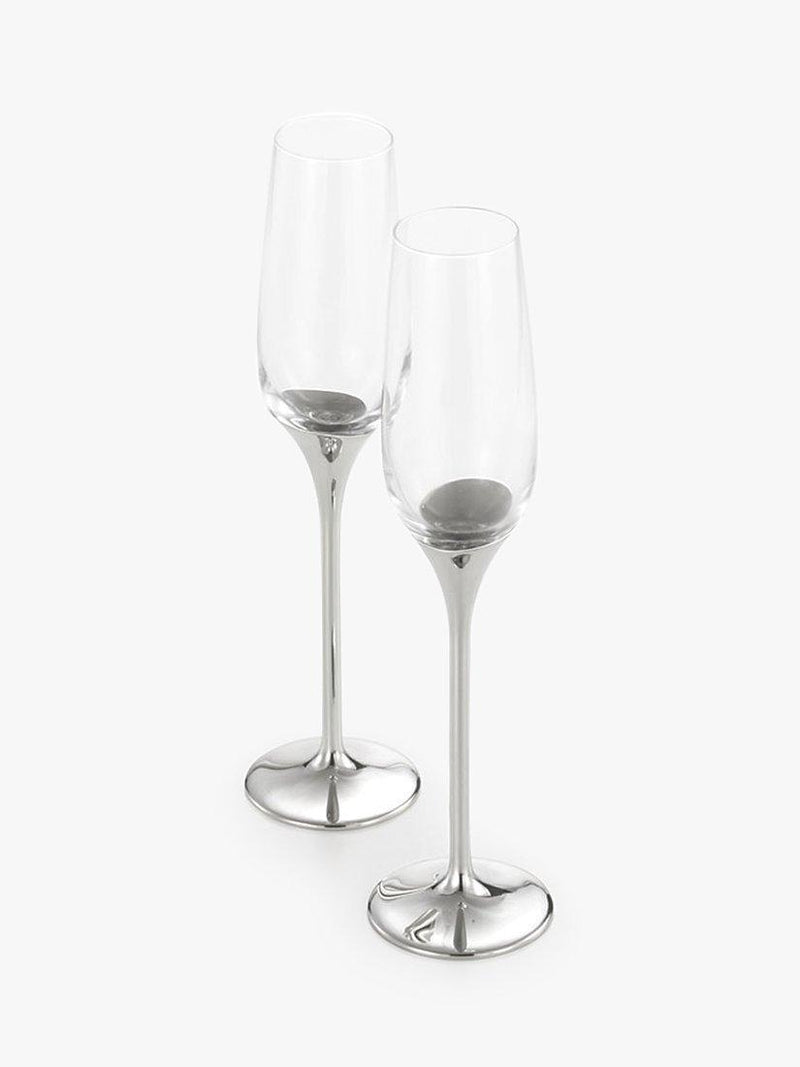 Royal Selangor champagne flutes set of 2 with pewter stems (British brand)