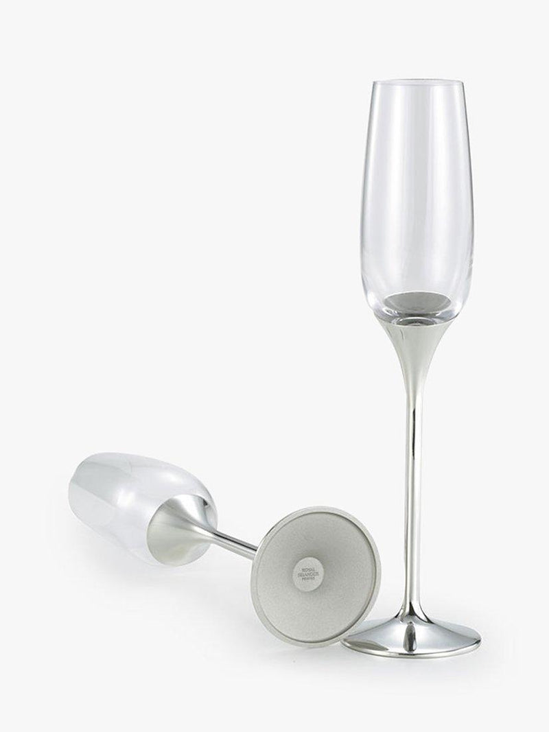 Royal Selangor champagne flutes set of 2 with pewter stems (British brand)