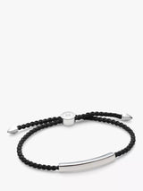John Lewis Monica Vinader Men's Linear Friendship Bracelet Silver/Black- Buy online at McGrocer