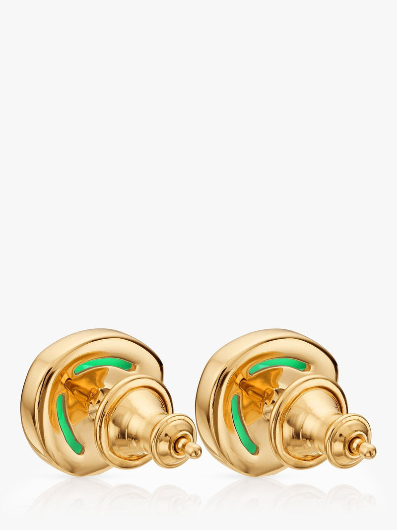 Monica Vinader MV Siren onyx stud earrings sterling silver gold (British brand)