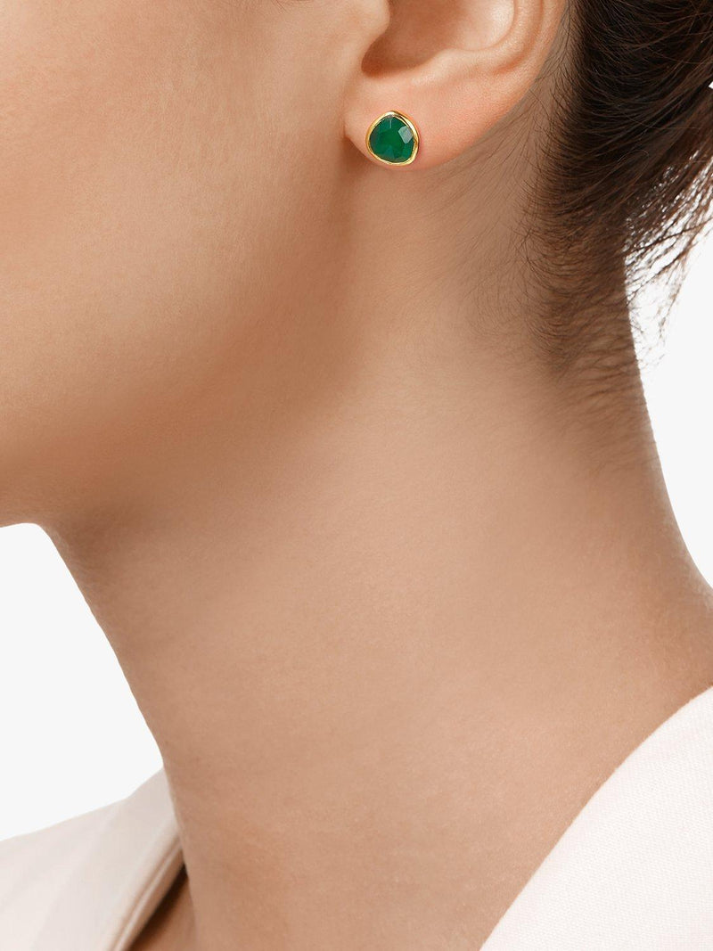 Monica Vinader MV Siren onyx stud earrings sterling silver gold (British brand)