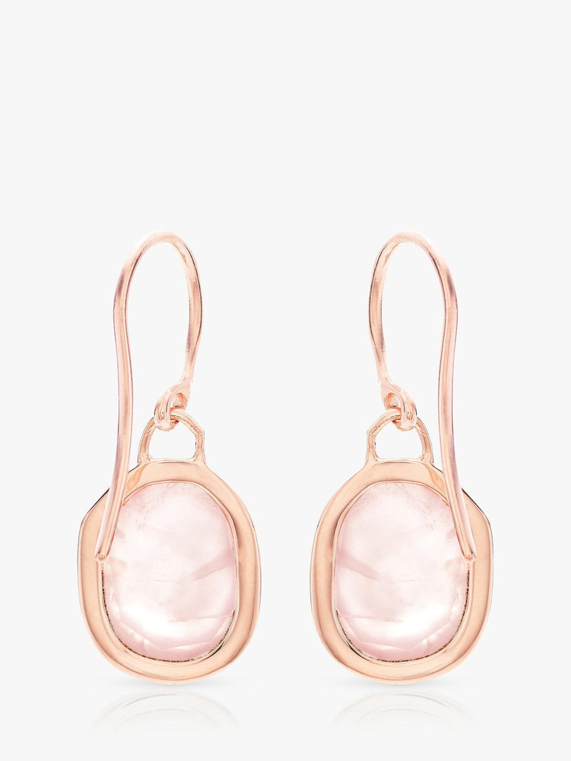 Monica Vinader rose gold hook earrings with quartz gemstone, UK version