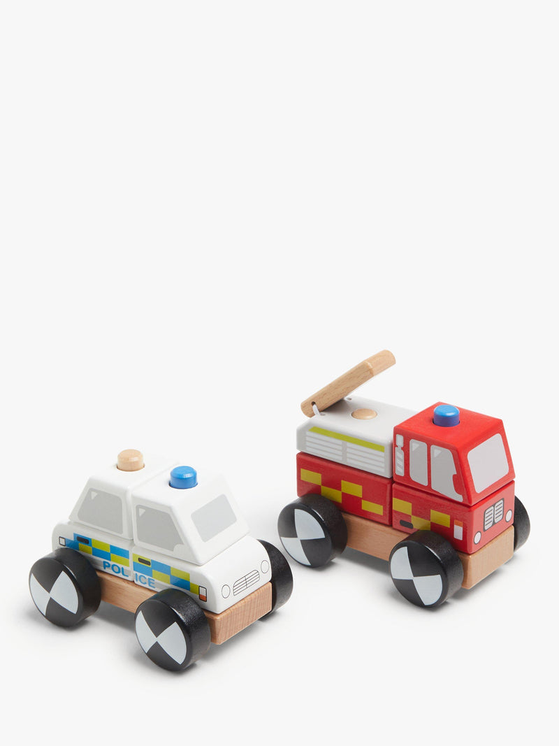 John Lewis wooden police and fire truck toy set, UK version