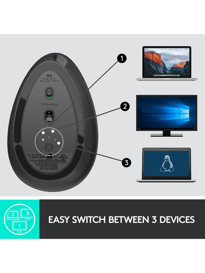 Logitech MX Vertical ergonomic mouse, imported from the UK