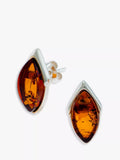 Be-Jewelled marquise Baltic amber stud earrings, imported from the UK