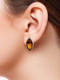 Be-Jewelled marquise Baltic amber stud earrings, imported from the UK