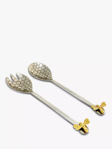 John Lewis Salad Servers Set with Honeycomb Pattern and Brass Bee Handles, 2 Piece- Buy online at McGrocer