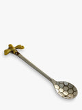Honeycomb Pattern Coffee Spoons with Bee Design, Nickel-Plated Brass, Set of 4