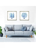 Brookpace Lascelles blue seaweed framed print 46x46cm, imported from the UK