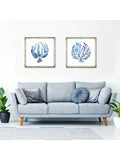 Brookpace Lascelles framed print blue seaweed 46x46cm, imported from the UK