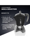 Bialetti Moka Induction Espresso Coffee Maker Black 180ml - British product