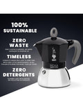 Bialetti Moka Induction Espresso Coffee Maker Black 180ml - British product