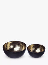 John Lewis Selbrae House Nesting Hammered Stainless Steel Serving Bowls Black/Gold Set of 2- Buy online at McGrocer