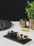 Selbrae House black and gold slate serving board with heart-shaped bowls set, British brand