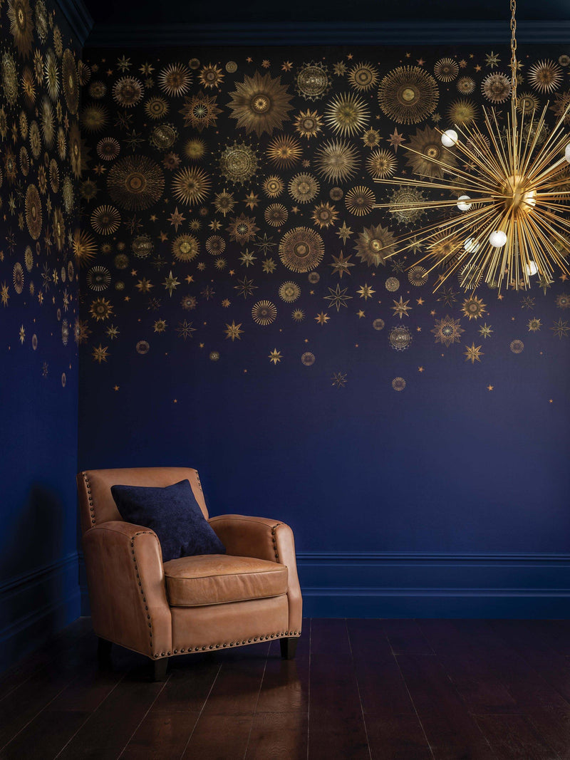 Matthew Williamson Celestia wallpaper night sky golden stars, imported from the UK