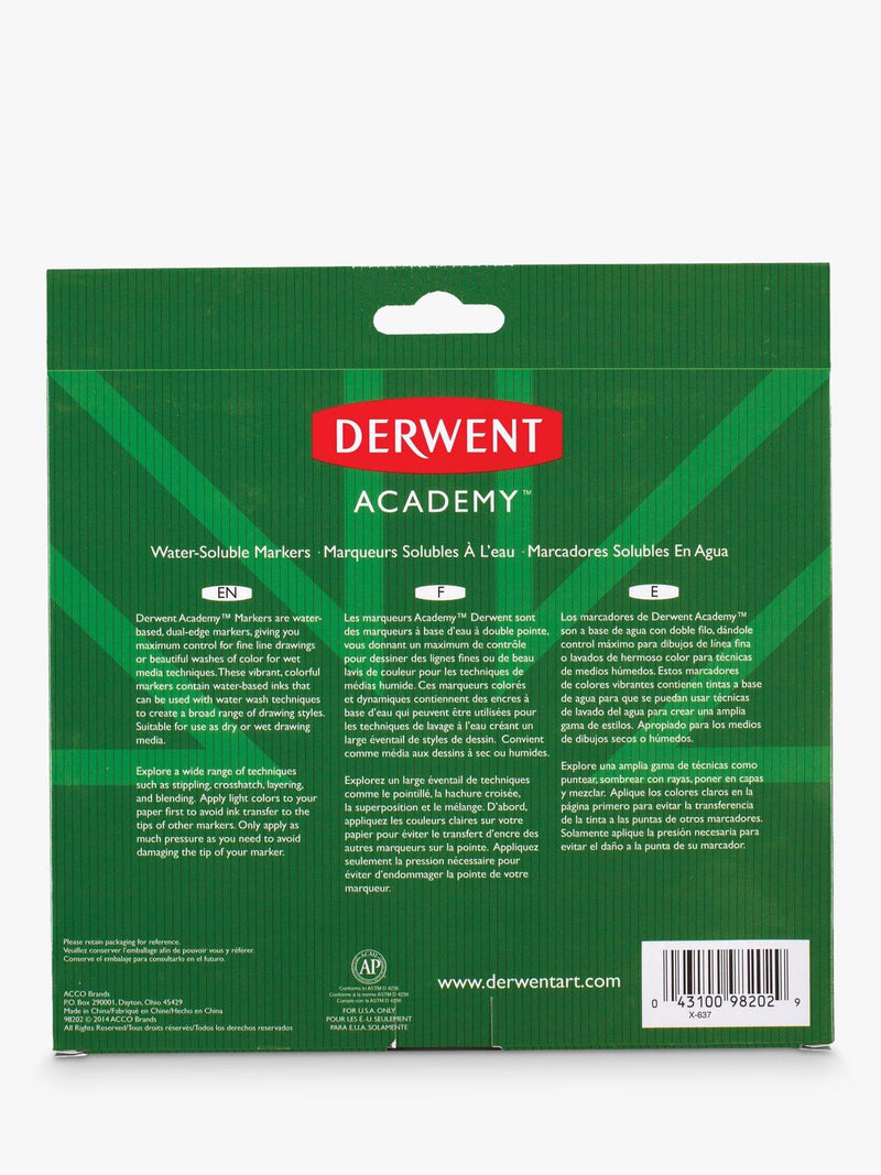 Derwent Academy water soluble markers pack of 20 - British product