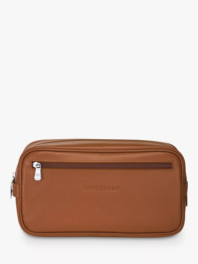 Longchamp Le Foulonné Rectangular Leather Toiletry Bag - Navy