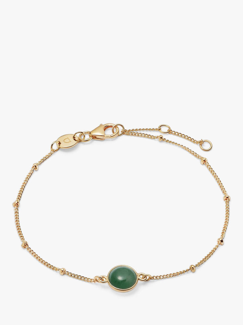 Daisy London gold plated aventurine stone bracelet, adjustable chain - British product