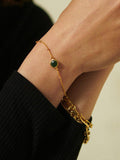 Daisy London gold plated aventurine stone bracelet, adjustable chain - British product