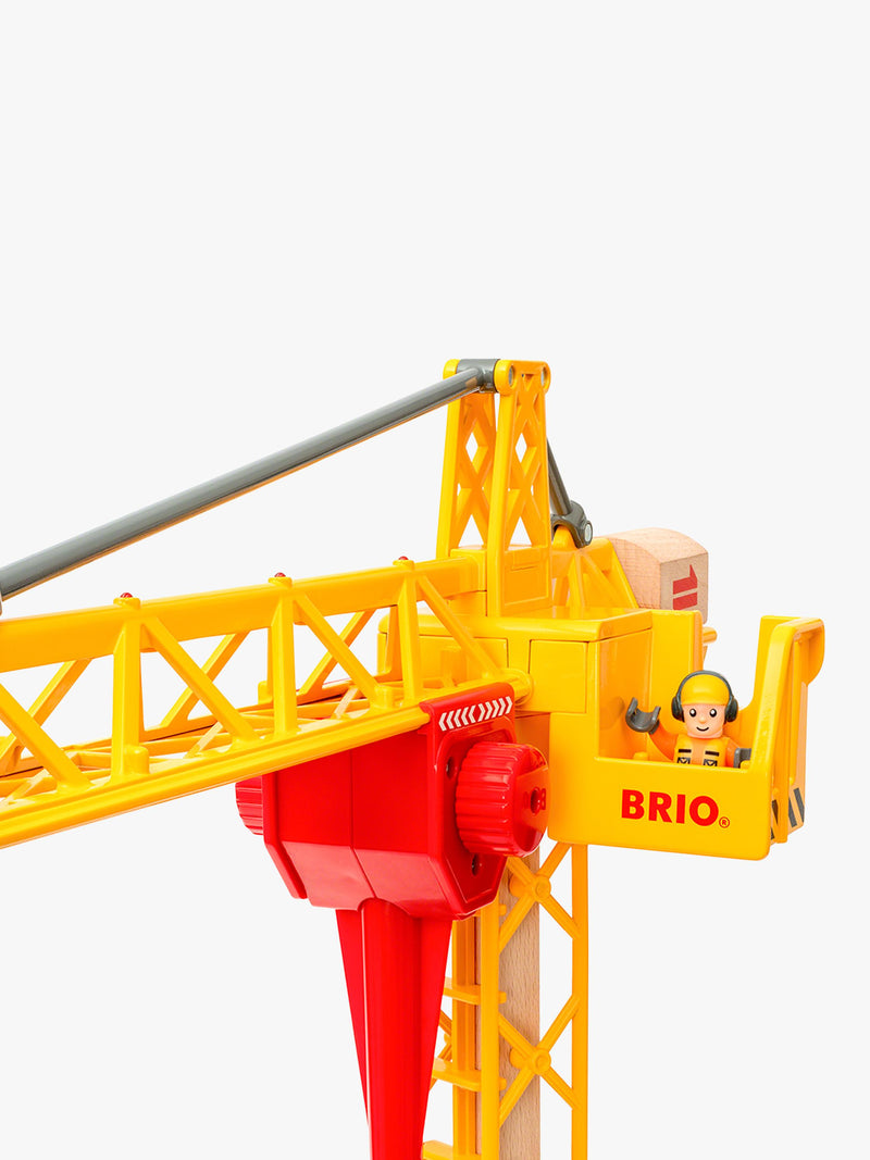 BRIO light up construction crane wooden toy (British brand)