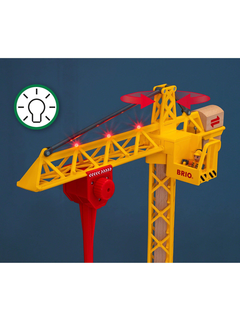 BRIO light up construction crane wooden toy (British brand)