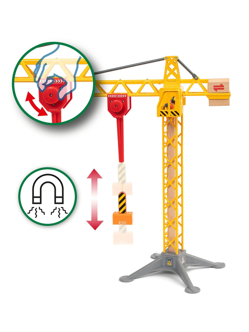 BRIO light up construction crane wooden toy (British brand)