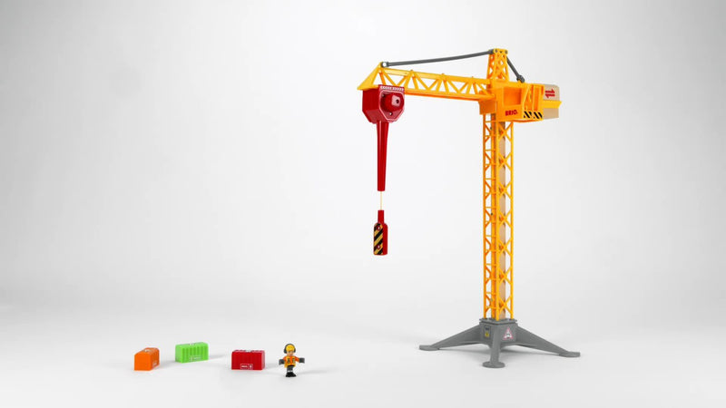 BRIO light up construction crane wooden toy (British brand)