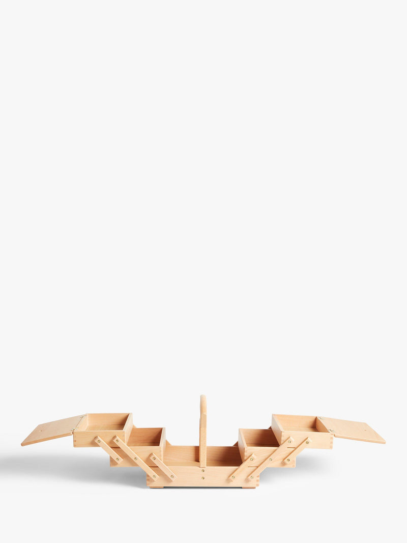 Milward wooden cantilever sewing storage box, UK version