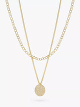John Lewis Tutti & Co Textured Disc Double Chain Layered Necklace in Gold- Buy online at McGrocer
