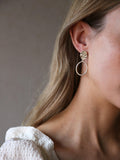Tutti drop earrings gold plated oval textured 4cm, imported from the UK