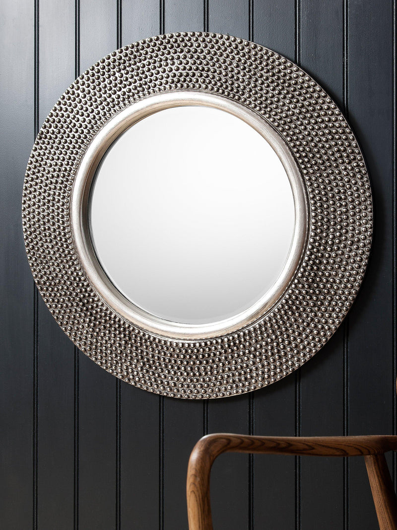 Gallery Direct Whittington round textured mirror 80cm, imported from the UK