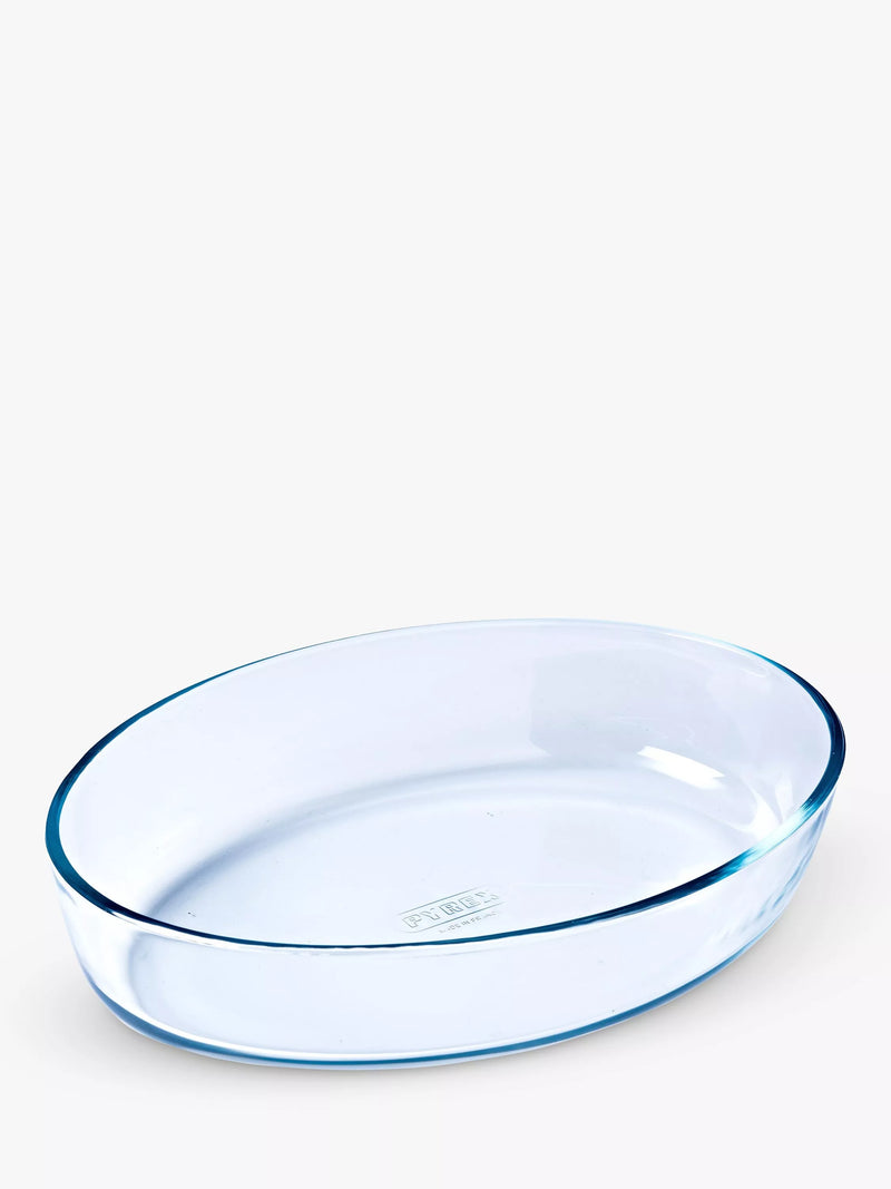 Pyrex oval glass roasting dish 1.6L 26cm clear, imported from the UK