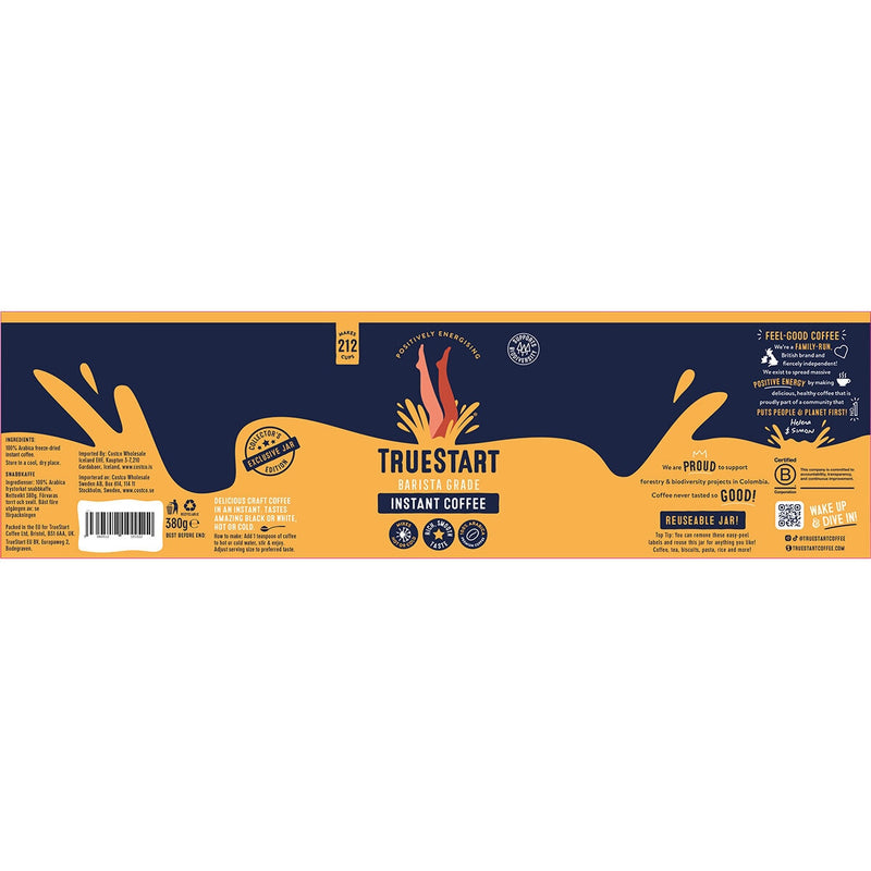 TrueStart 100% Arabica instant coffee freeze-dried 380g (British brand)