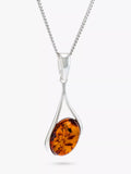 Be-Jewelled amber pendant necklace cognac 46cm - British product