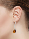 Be-Jewelled cognac amber drop earrings sterling silver, imported from the UK
