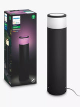John Lewis Philips Hue White and Colour Ambiance Calla LED Large Pedestal Smart Outdoor Light Extension, Black- Buy online at McGrocer