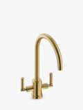 Monobloc 2 Lever Kitchen Tap with Arch Design and Anti-Splash Spout
