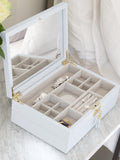 Stackers blue leather jewellery box with mirror - British product