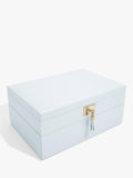 Stackers blue leather jewellery box with mirror - British product