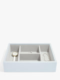 Stackers blue leather jewellery box with mirror - British product