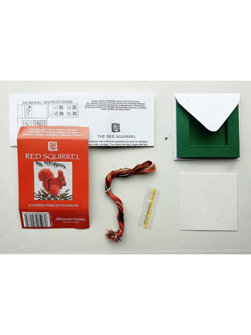 Textile Heritage cross stitch kit red squirrel - British product