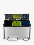 EKO Ecocasa 3 Section Recycling Bin, Stainless Steel, 3x 15L