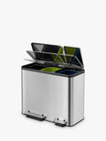 EKO Ecocasa 3 Section Recycling Bin, Stainless Steel, 3x 15L