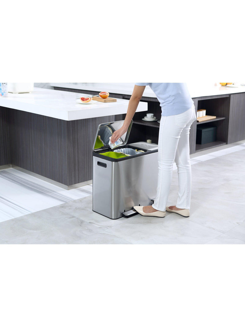 EKO Ecocasa 3 Section Recycling Bin, Stainless Steel, 3x 15L