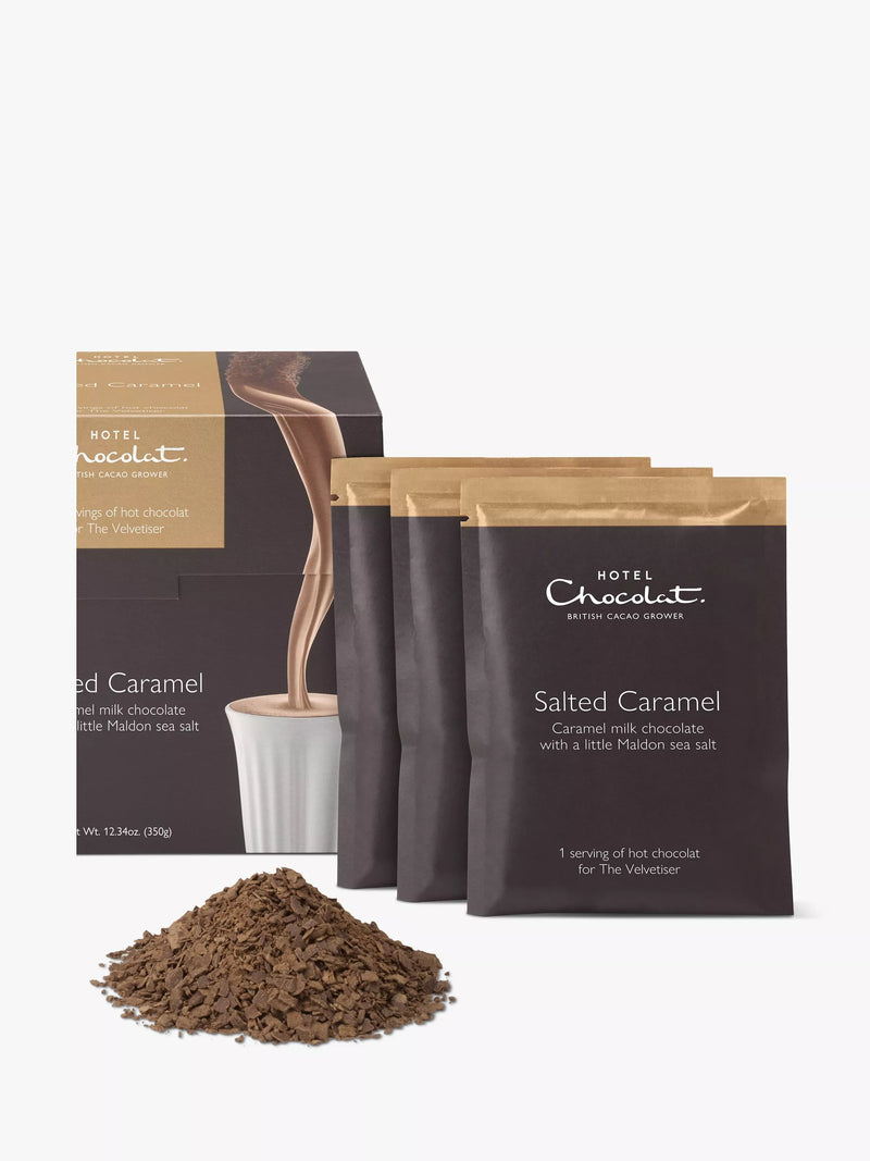 Hotel Chocolat salted caramel hot chocolate sachets 350g, UK version
