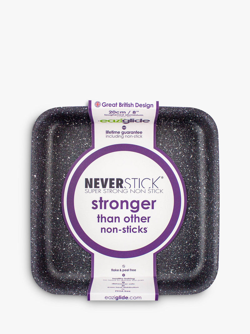 Eaziglide Neverstick non-stick square brownie tin 20cm, imported from the UK