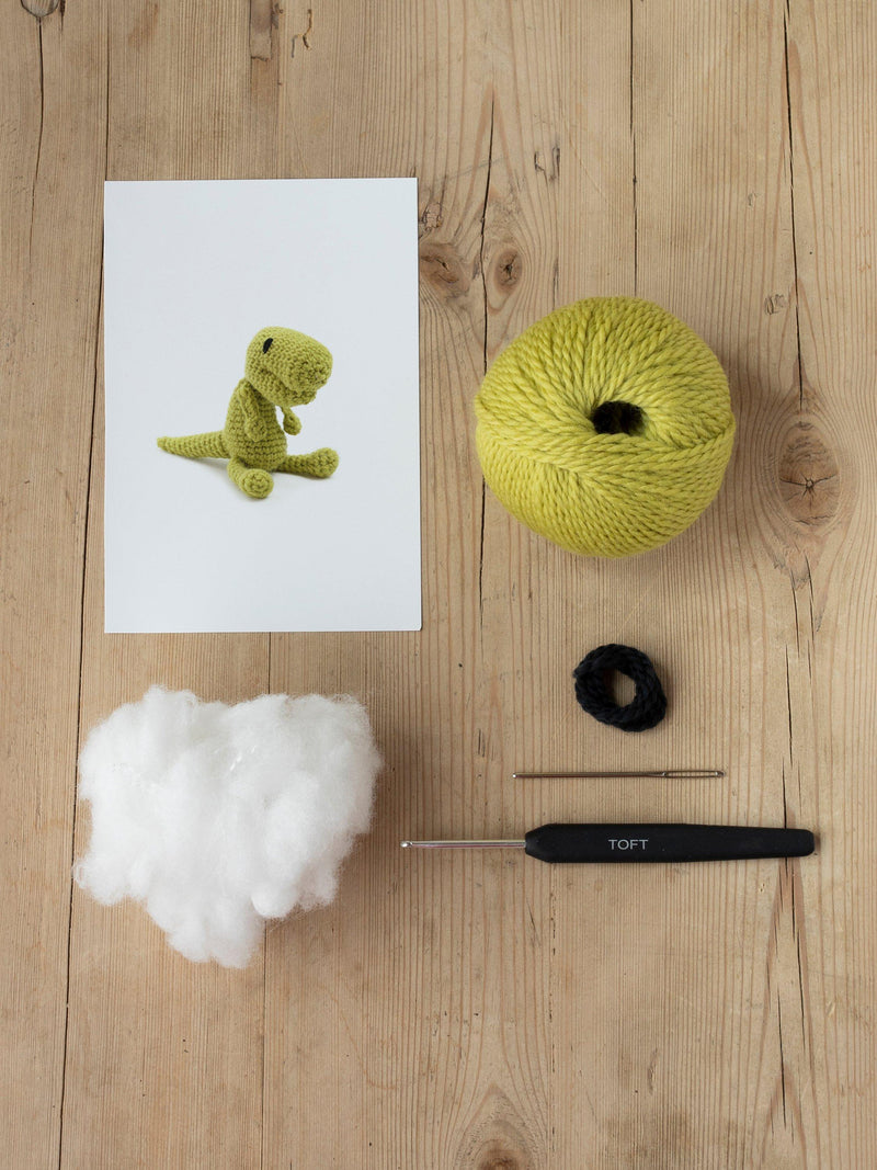TOFT Mini Gregor T-Rex crochet kit, small toy (British brand)