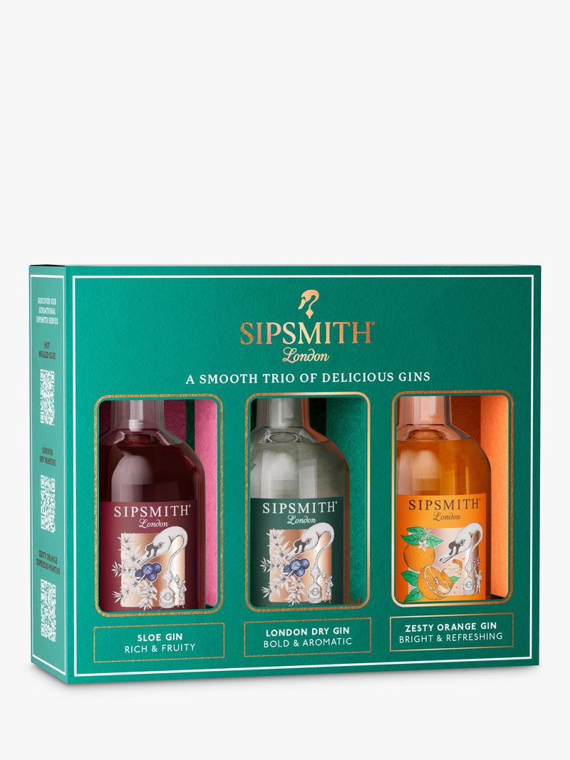 Sipsmith Mini Gin Trio with London Dry, Zesty Orange and Lemon Drizzle 3x 5cl (British brand)
